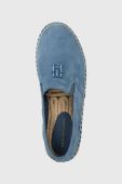 Замшеві еспадрилі Tommy Hilfiger TH SUEDE FLATFORM ESPADRILLE на платформі FW0FW07069 колір блакитний