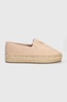 Замшеві еспадрилі Tommy Hilfiger TH SUEDE FLATFORM ESPADRILLE колір бежевий на платформі FW0FW07069