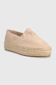 Замшеві еспадрилі Tommy Hilfiger TH SUEDE FLATFORM ESPADRILLE колір бежевий на платформі FW0FW07069