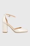 Шкіряні туфлі Guess Kiella колір бежевий каблук блок FL5KIE PAT03 CREAM