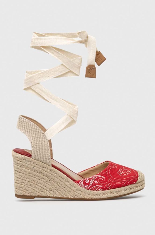 Еспадрилі Lauren Ralph Lauren 802898509001 колір червоний на танкетці