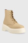 Кеди Tommy Jeans LACE UP FESTIV BOOTS жіночі колір бежевий  EN0EN02133