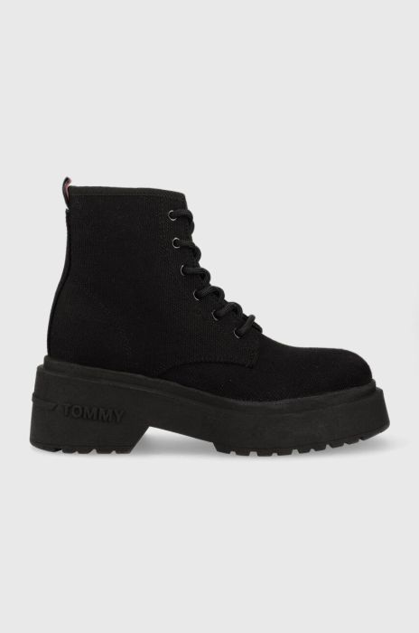 Кеди Tommy Jeans LACE UP FESTIV BOOTS жіночі колір чорний  EN0EN02133