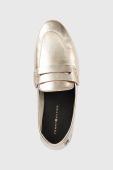 Шкіряні мокасини Tommy Hilfiger TH LOAFER GOLDEN жіночі колір золотий на плоскому ходу FW0FW06992