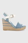 Сандалі Tommy Hilfiger DENIM WEDGE SANDAL жіночі на танкетці FW0FW07079 колір блакитний