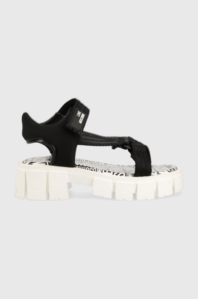 Сандалі Love Moschino жіночі колір чорний на платформі JA16216G0GIX300A