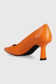 Шкіряні туфлі HUGO Alexis колір помаранчевий каблук блок 50487920