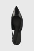 Шкіряні туфлі HUGO Rebecca колір чорний каблук блок відкрита п'ята