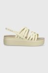 Сандалі Crocs Brooklyn Strappy Low Wedge жіночі колір бежевий на платформі 206751