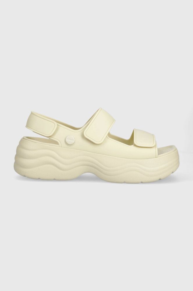Сандалі Crocs Skyline Slide жіночі колір бежевий на платформі 208183 (3339686)