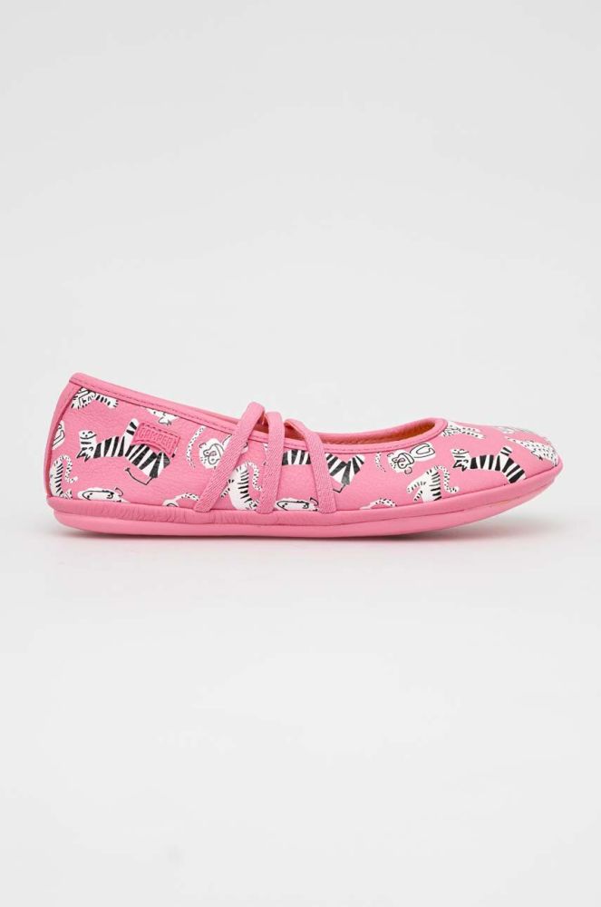 Дитячі шкіряні балетки Camper Twins колір рожевий