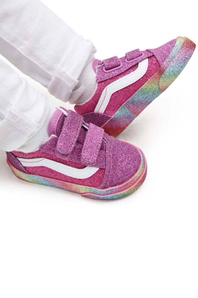 Дитячі кеди Vans TD Old Skool V GLIT MULTI колір фіолетовий