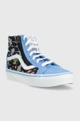 Дитячі кеди Vans SK8 Hi Reissue Side Zip GLOW BLKBU колір блакитний