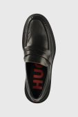 Шкіряні мокасини HUGO Danzel чоловічі колір чорний 50493154
