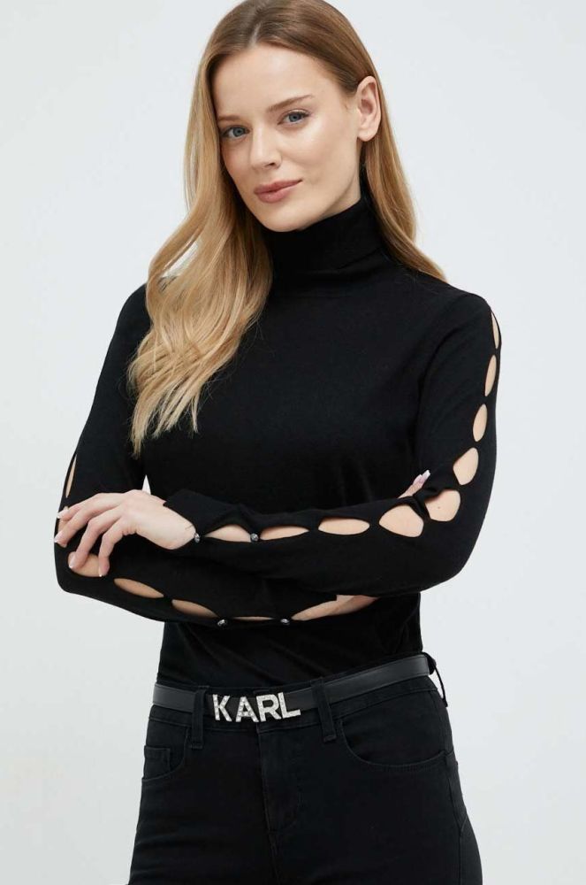Шкіряний ремінь Karl Lagerfeld жіночий колір чорний (2917279)