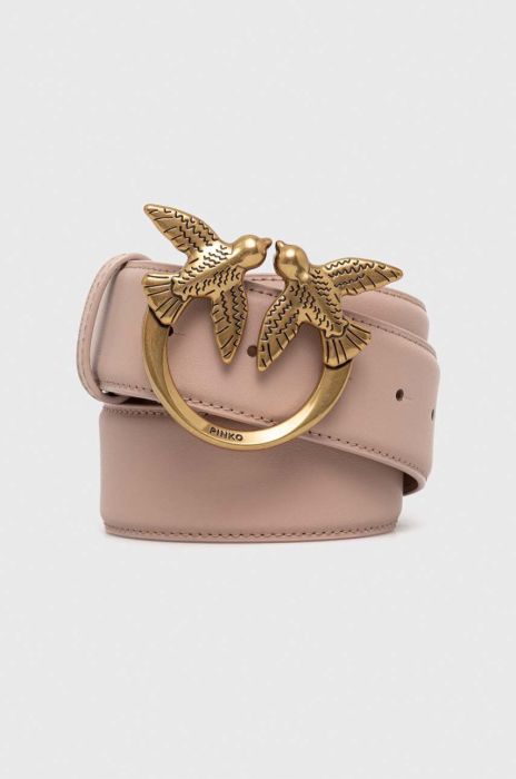 Шкіряний ремінь Pinko жіночий колір бежевий (3432938)
