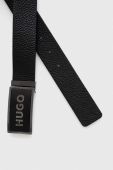 Шкіряний ремінь HUGO чоловічий колір чорний (3102552)
