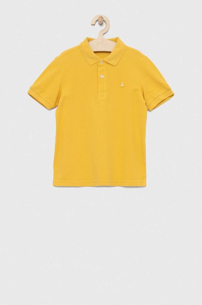 Дитяче бавовняне поло United Colors of Benetton колір жовтий однотонний (2984607)