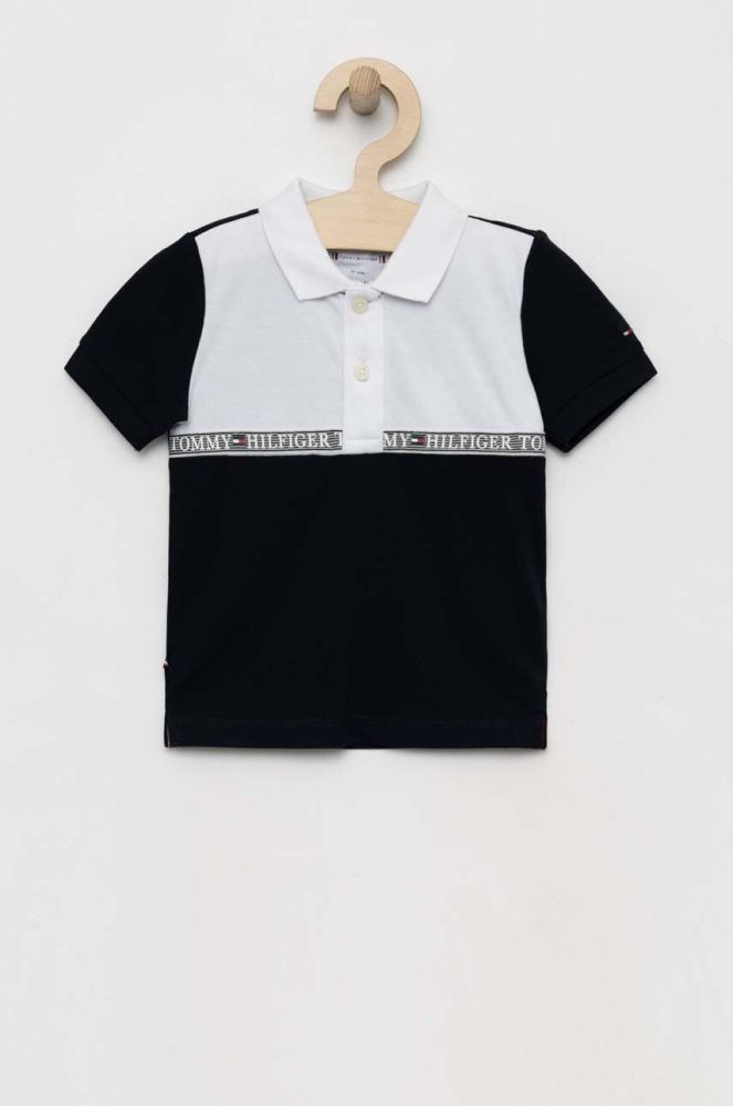 Дитяче поло Tommy Hilfiger колір чорний візерунок