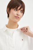 Сорочка з льону Tommy Hilfiger колір білий relaxed класичний комір