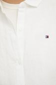 Сорочка з льону Tommy Hilfiger колір білий relaxed класичний комір