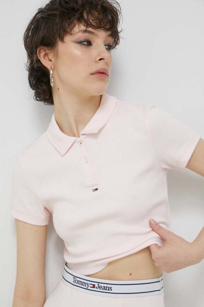 Поло Tommy Jeans жіночий колір рожевий (2990580)