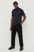 Бавовняне поло HUGO з аплікацією колір темно-синій