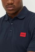 Бавовняне поло HUGO з аплікацією колір темно-синій