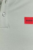 Бавовняне поло HUGO колір зелений з аплікацією