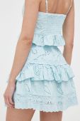 Бавовняна спідниця Guess mini розкльошена колір блакитний (3181556)