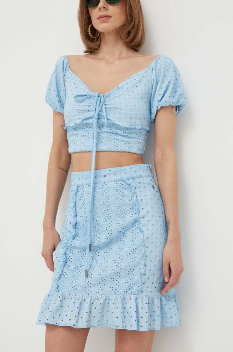 Спідниця Guess mini пряма колір блакитний (3247930)