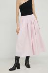 Бавовняна спідниця Herskind колір рожевий maxi розкльошена