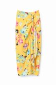 Спідниця Desigual колір жовтий midi пряма