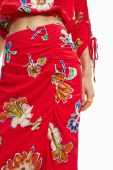 Спідниця Desigual колір червоний midi пряма