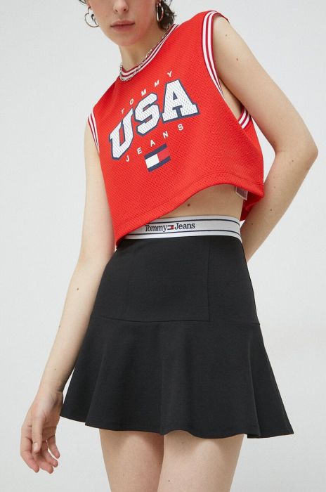 Спідниця Tommy Jeans колір чорний mini розкльошена (2996675)