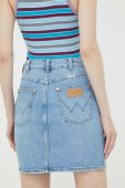 Джинсова спідниця Wrangler mini пряма колір блакитний