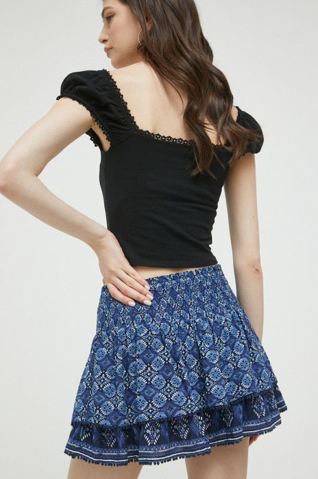 Спідниця Superdry mini розкльошена колір блакитний