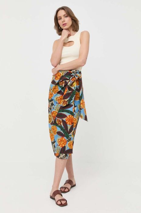Бавовняна спідниця Weekend Max Mara midi пряма колір барвистий