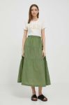 Спідниця Deha колір зелений midi розкльошена
