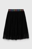 Дитяча спідниця Guess колір чорний midi розкльошена