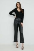 Штани Guess жіночі колір чорний пряме висока посадка (2911403)