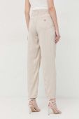 Штани Guess жіночі колір бежевий широке висока посадка (3082372)