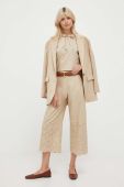 Штани United Colors of Benetton жіночі колір бежевий широке висока посадка (3291755)