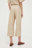 Штани United Colors of Benetton жіночі колір бежевий широке висока посадка (3291755)