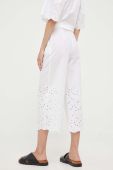 Бавовняні штани United Colors of Benetton колір білий широке висока посадка