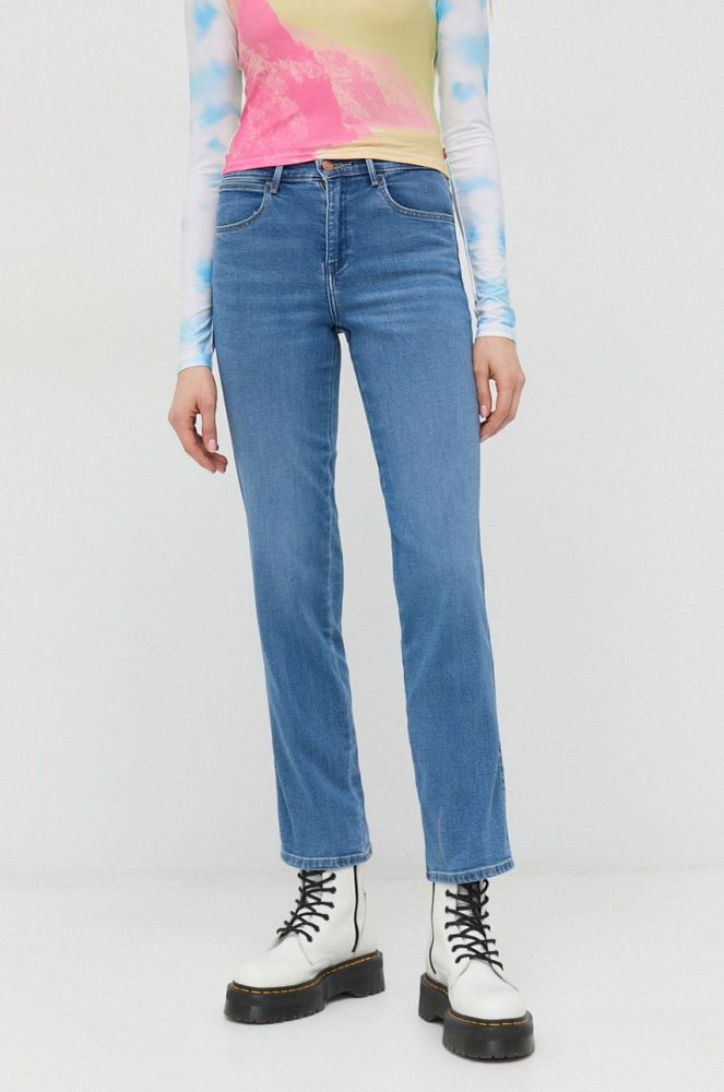 Джинси Wrangler Straight 658 жіночі висока посадка damskie high waist колір блакитний
