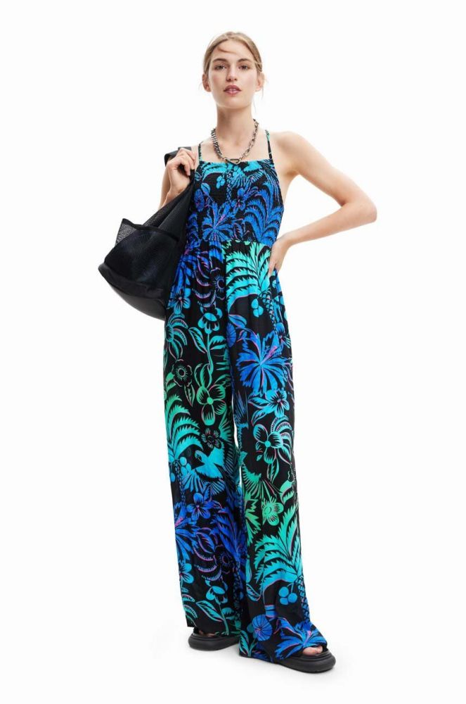 Комбінезон Desigual колір синій овальне декольте