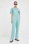 Бавовняний комбінезон Deus Ex Machina колір бірюзовий з бавовни з коміром