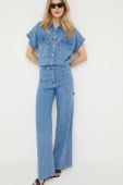 Джинсовий комбінезон Patrizia Pepe з коміром колір блакитний