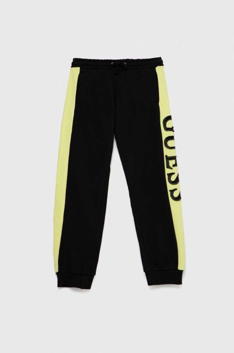 Дитячі бавовняні штани Guess колір чорний з аплікацією (2856727)